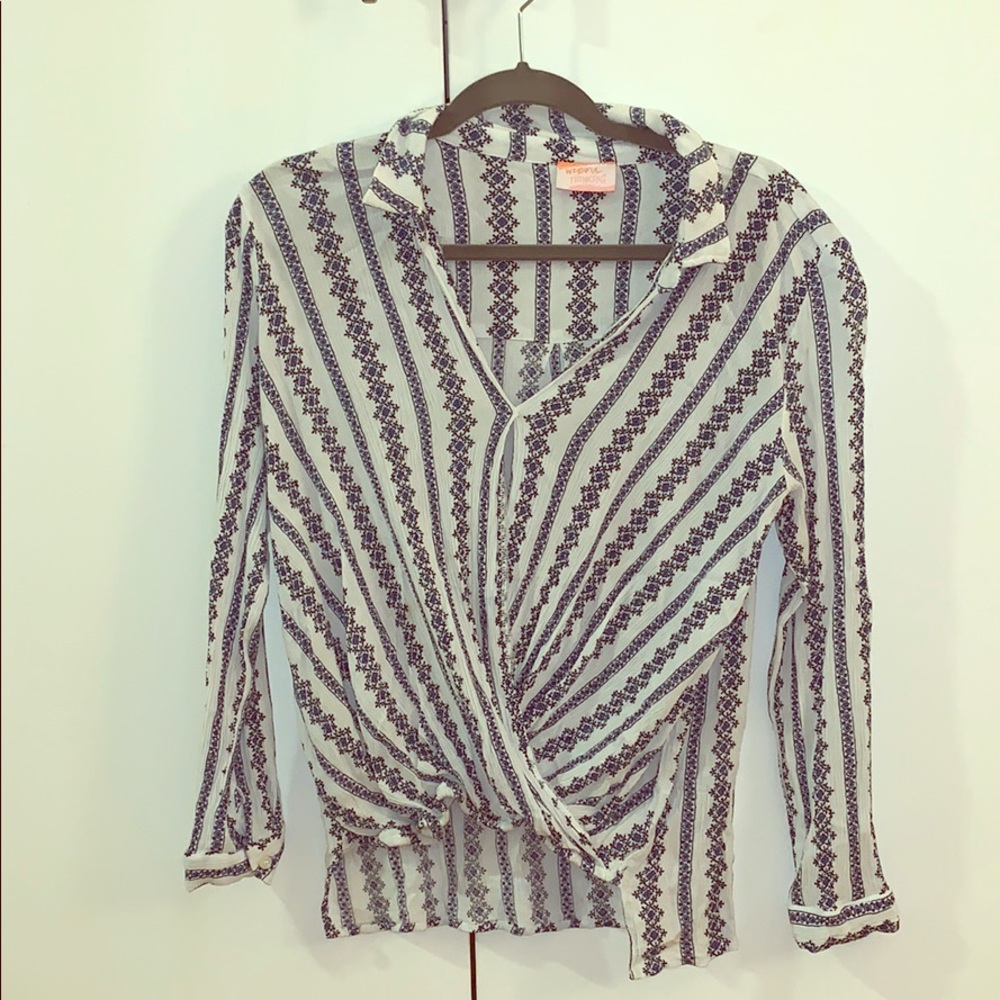 Blue and white blouse